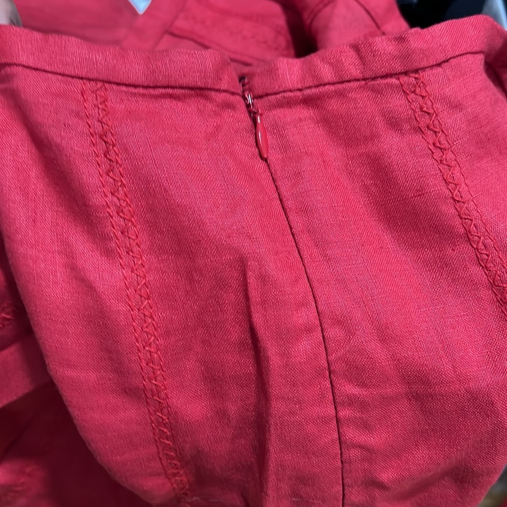 Dalia Collection Red Asymmetrical A-Line Skirt linen skirt size 8 - Picture 5 of 6